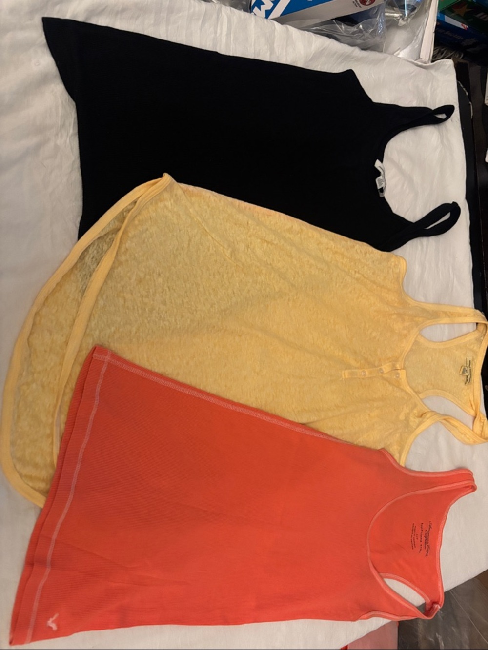 Three American Eagle outfitters Women’s Tank Top Set - Black, Yellow, Coral